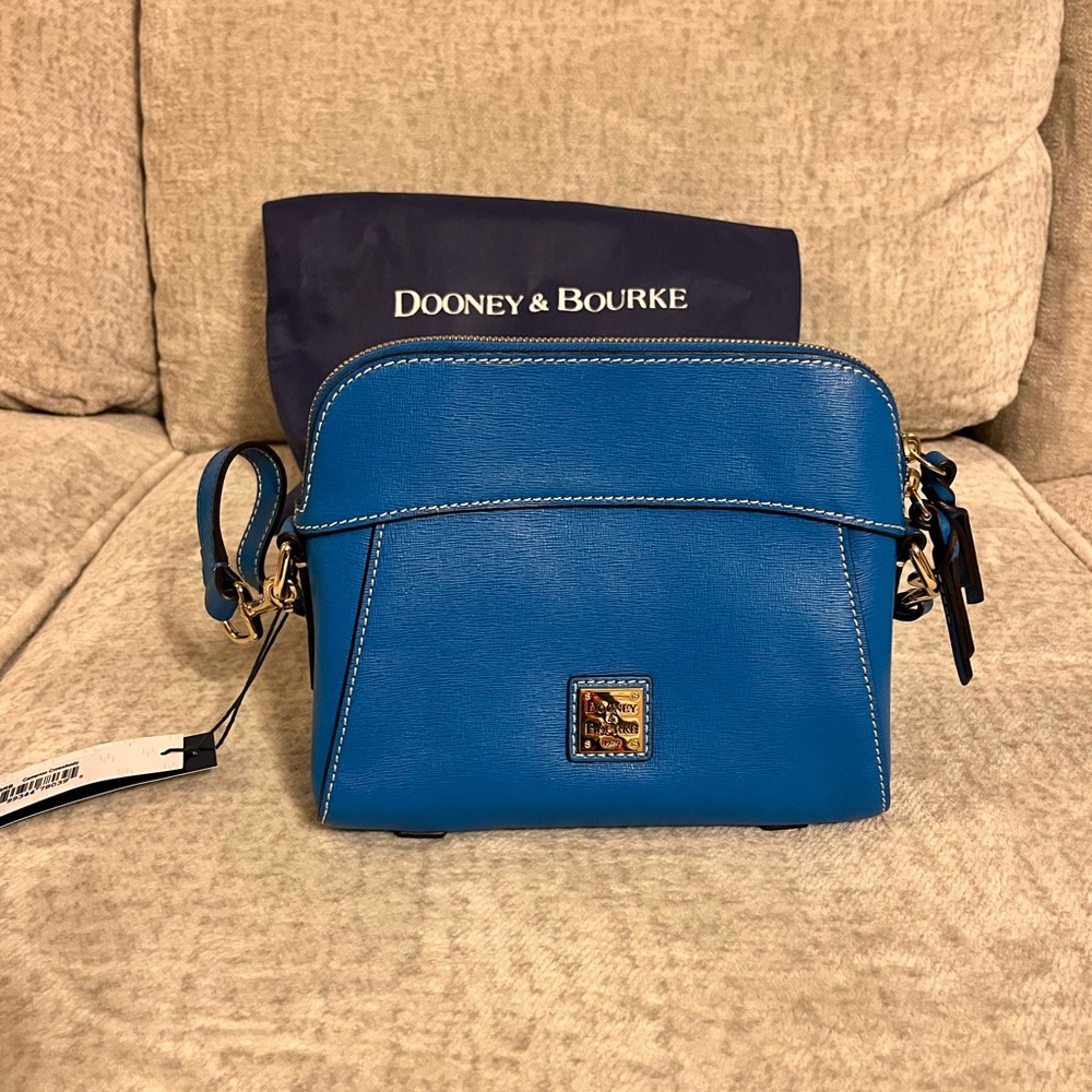 New Dooney and Bourke Royal Blue Florentine Leather Cameron Crossbody Bag Purse